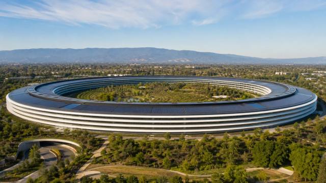 AI-illustratie van de ringvormige Apple-campus